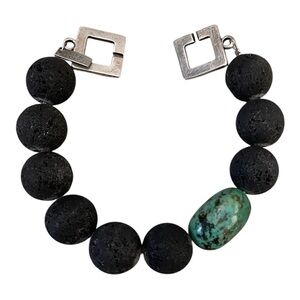 Athens Protasis lava stone and turquoise beaded bracelet
